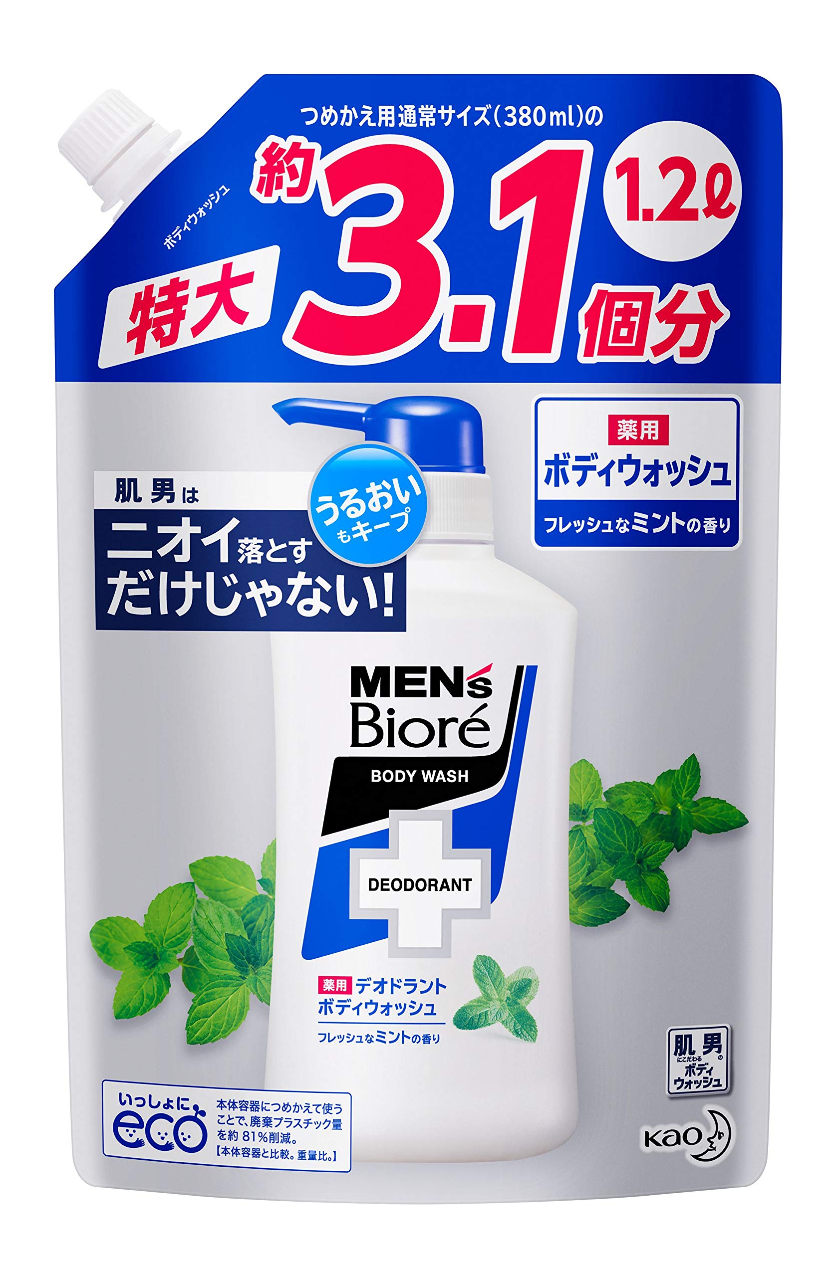 

Biore Medicated Deodorant Body Fresh Mint 1200ml Refill Body Soap [Large Capacity] Men s Wash, Scent, [Quasi-drug]