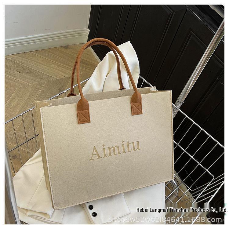 Large Capacity Open Top Felt Tote Bag with Printable Logo - Celebrity Style 30x20x13