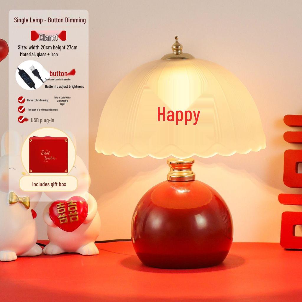 Cream Style Luxury Bedside Table Lamp - Creative Atmosphere Light for Bedroom and Weddings