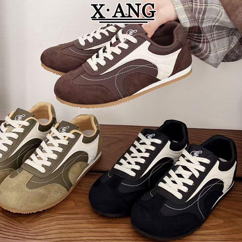 Cowhide version women's racing shoes autumn and winter new casual sports shoes soft sole white shoes children