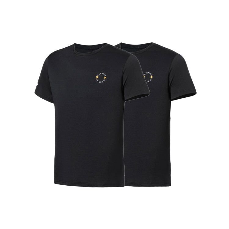 Li Ning Reflexní Vzor Loga Kulatý Výstřih Krátký Rukáv Pánská Trička Černá ATSS019-2