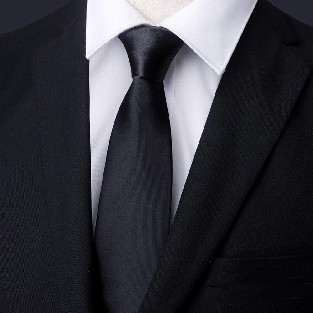 [FANGXI] Einhand-Krawatte, Schwarz, für Zeremonien, Hochzeiten, Jobsuche etc.. 5-Sekunden-Befestigung, Business Casual, Reißverschluss, Premium-Geschenkbox