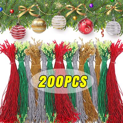 200/100 Stück Weihnachts-Aufhängeschnüre Seile Weihnachten Kugelanhänger Bandhaken Mit Schnappverschlüssen Für Weihnachtsdekoration Zubehör