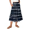 Ladies' Striped Printed Casual Elastic Waist Drawstring Skirt
