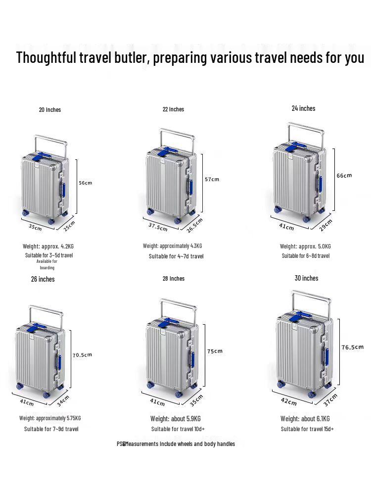 Silent Universal Skate Wheel Suitcase - 20" Boarding Password Box & 24" Trolley Case for Women