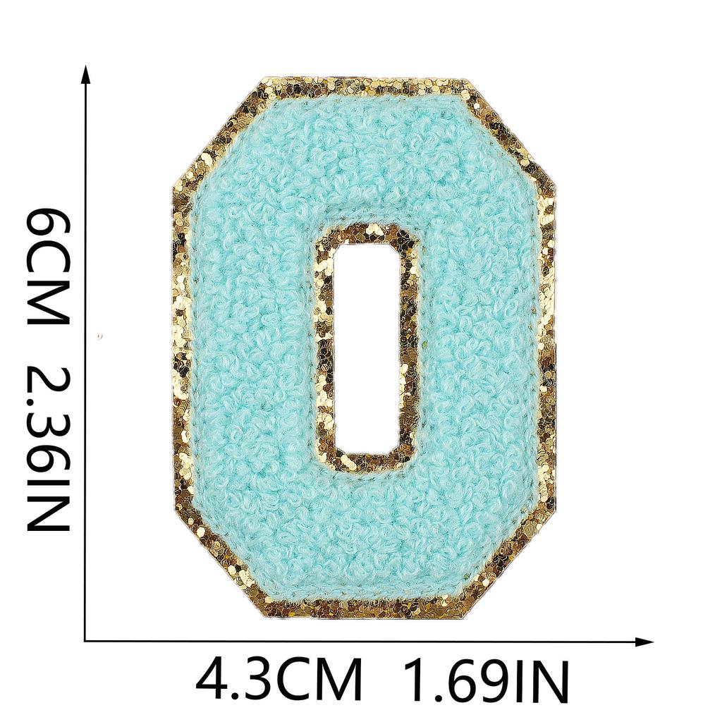 6Cm Towel Embroidery Lake Blue English Letter Embroidery Cloth Sticker Bag Decoration Patch Sticker Ironing Number Sticker