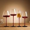 Burgundy Red Wine Glass with Black Base - Crystal Champagne, Concave Bottom, Tall Stem for Home Use