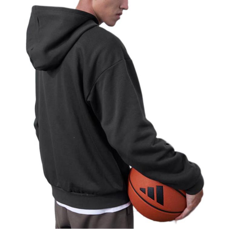 Adidas Legends Hoodie Solid Color Logo Long Sleeve Hooded Sweatshirt Men Hoodies Carbon-Black IL2313