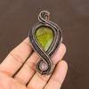 Natürlicher grüner Opal, Rosenquarz, handgefertigter Anhänger aus Kupferdraht, 8,9 cm, m6S29