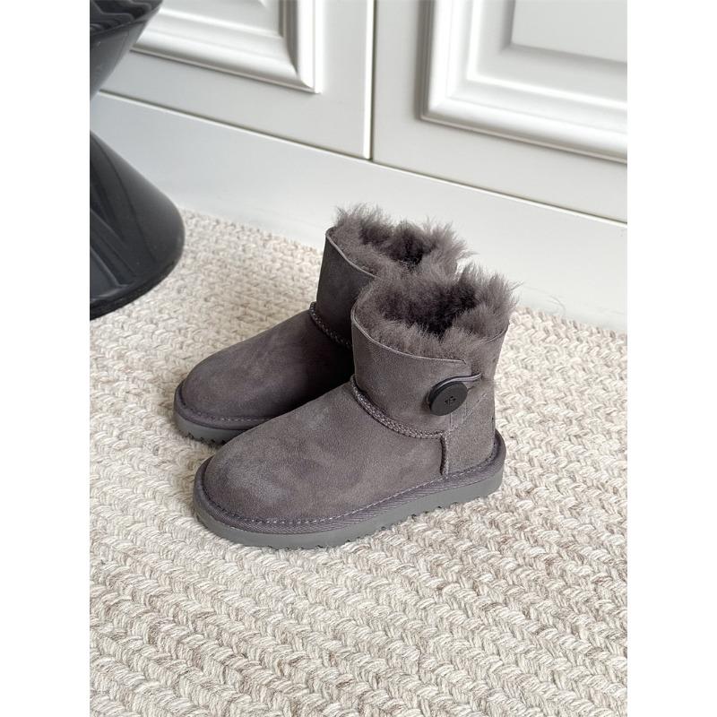 Girls' snow boots autumn and winter new sheepskin fur integrated short tube piled thickened warm cotton shoes + children's winter shoes