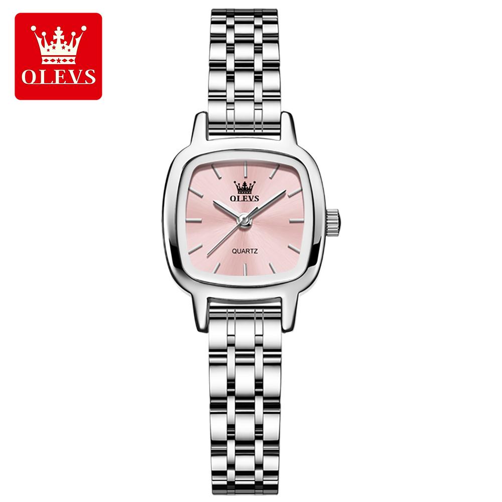 OLEVS 5675 NEW Woman Watch Elegant Square Waterproof Ladies Wristwatch Gifts Original Solid Steel Strap Quartz Watches For Women