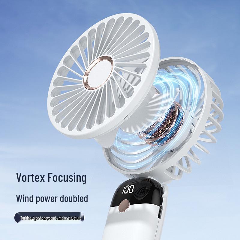 Custom Mini Handheld Fan: Portable, Foldable, USB Rechargeable with Digital Display