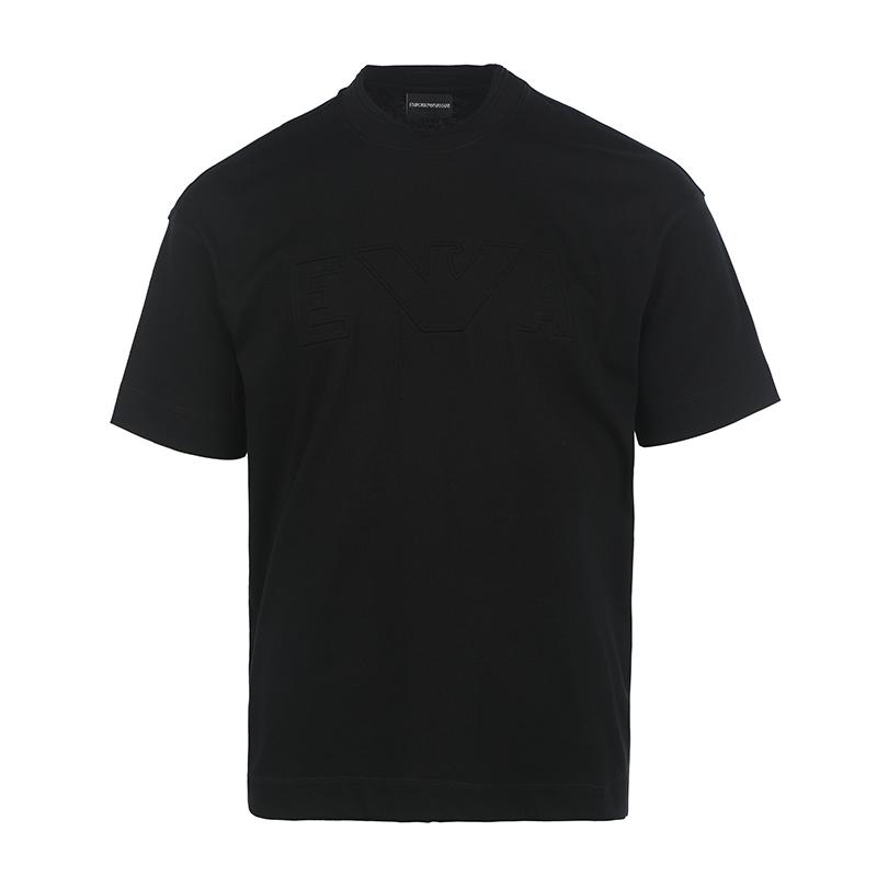 Emporio Armani Весна-Лето 23 Однотонная футболка с коротким рукавом и тисненым логотипом, мужская, цвет: угольный, 3R1TU0-1JWZZ-0096 XL