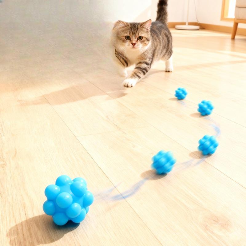 Cat Toy Polygonal Elastic Ball, Bite-resistant Teasing Cat Ball, High Elastic Toy Ball, Cat Self-pleasure Relief Pet Toy
