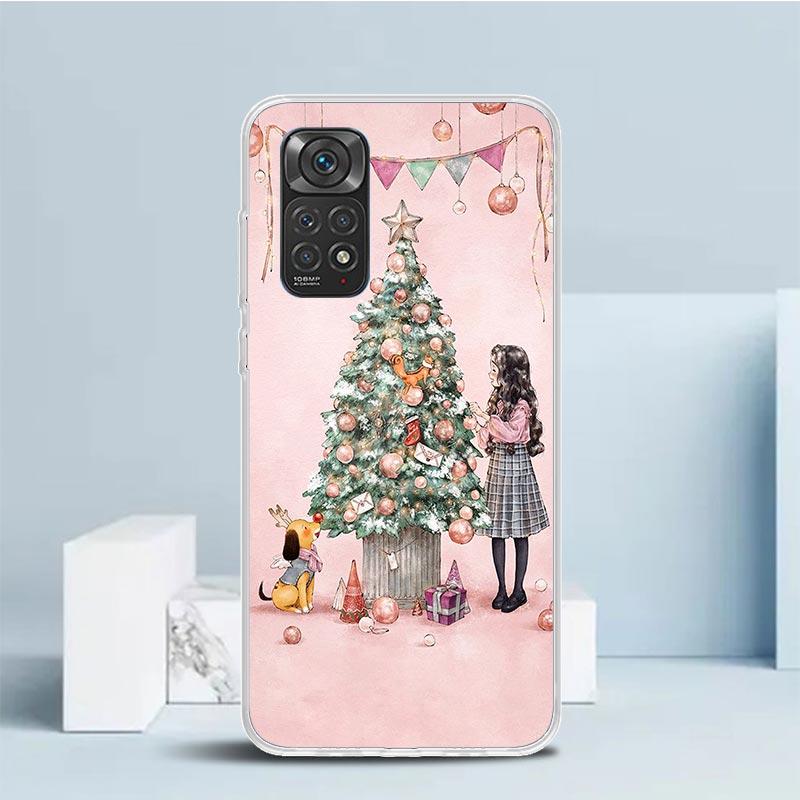 Christmas Girls Tree Gift Phone Case For Xiaomi Redmi Note 15 14 14S 13 12S 12 Pro Plus 11S 11 11T 11E 10S 10 + Soft TPU Back Co