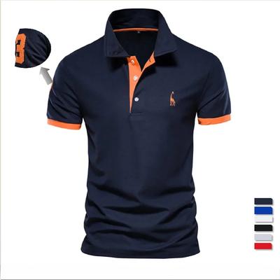 Polo Giraffe Shirt Men Quality Embroidery Summer Short Sleeve Polo Casual Business Social Mens Polos BR Size