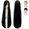 CaseEden Cosplay Wig, Premium Smooth Long 100cm Heat-Resistant Black Hair, WIG5452