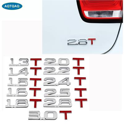1Pcs 1.3T - 3.0T  Premium Metal Car Side Fender Rear Trunk Emblem Badge Decals for Any Vehicle