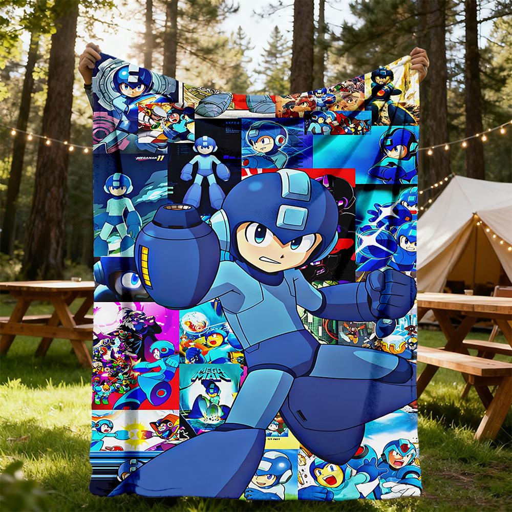 1pc Mega Man Rockman X All-Season Comfort, Outdoor Flannel Blanket - Soft, Warm & Cozy for Naps, Camping & Travel 012