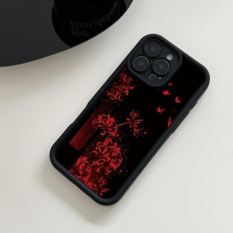 

A Red Spider Lily Pattern High-Quality Durable Phone Case, Suitable for iPhone 17, 16, 15, Plus, Pro, Max Series Phones - Ideal for Gifting iPhone XS чорний