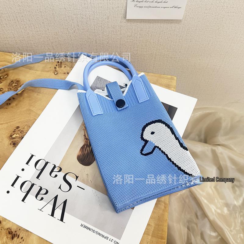Cute Cartoon Dopamine Knit Crossbody Phone and Coin Bag
