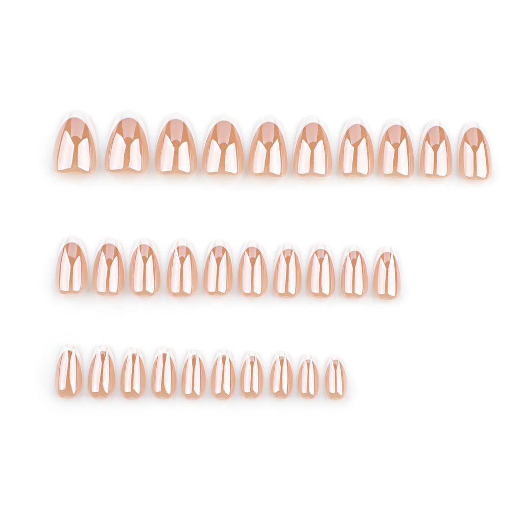 Premium sense 30 pieces Boxed wearing nail short almond nail fake nail classic French manicure nail piece