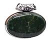 Moss Agate Natural Gemstone Antique Silver Plated Pendant 1.5" J 1767