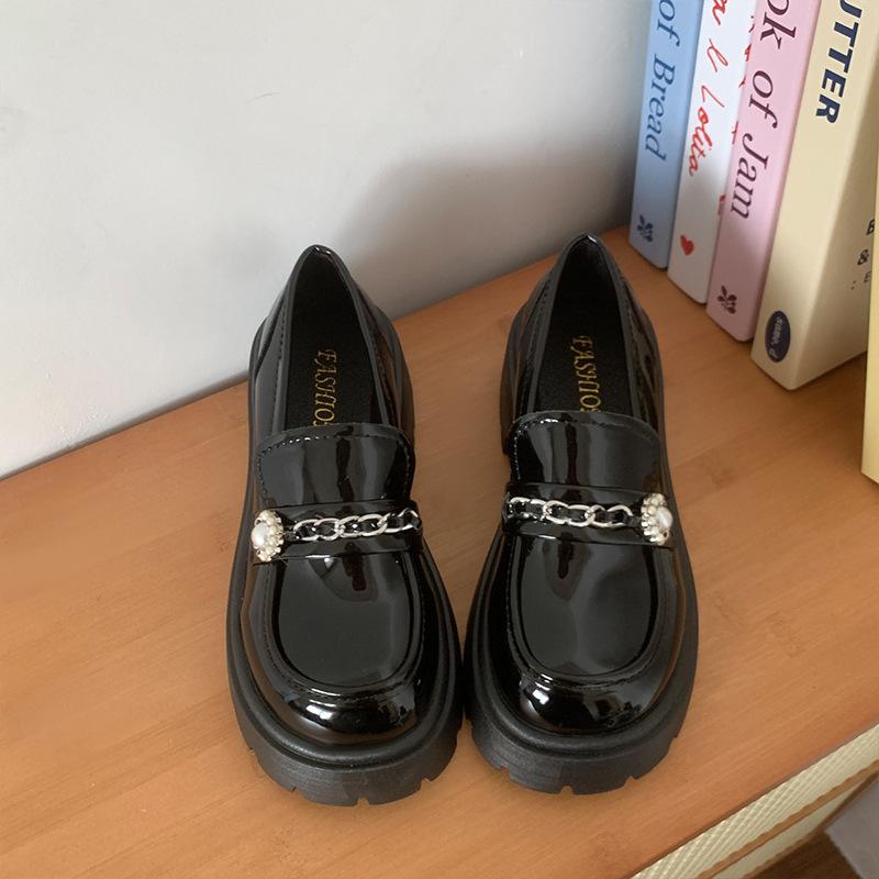 

Женские туфли-лодочки и женская обувь увеличиваются в высоту, осенний взрыв, британский стиль, новые черные лоферы на платформе, маленькие кожаные туфли 40