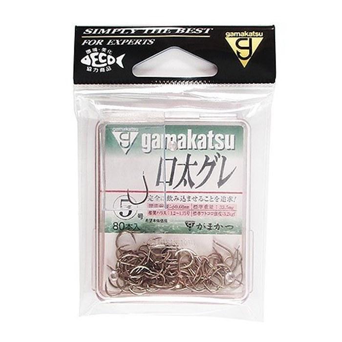 Gamakatsu Single Hook Kuchi-Futoi Gre The Box No. 5 80pcs Brown 66335