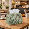 1pc Chinoiserie Jungle Flora Tissue Box - Multi-functional Napkin Dispenser, Two Sizes Available Made of Durable Polyester, Decorated with Pale Green