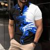 Trendy Abstract Pattern Short Sleeve Polo, Casual Fashion Top for Men