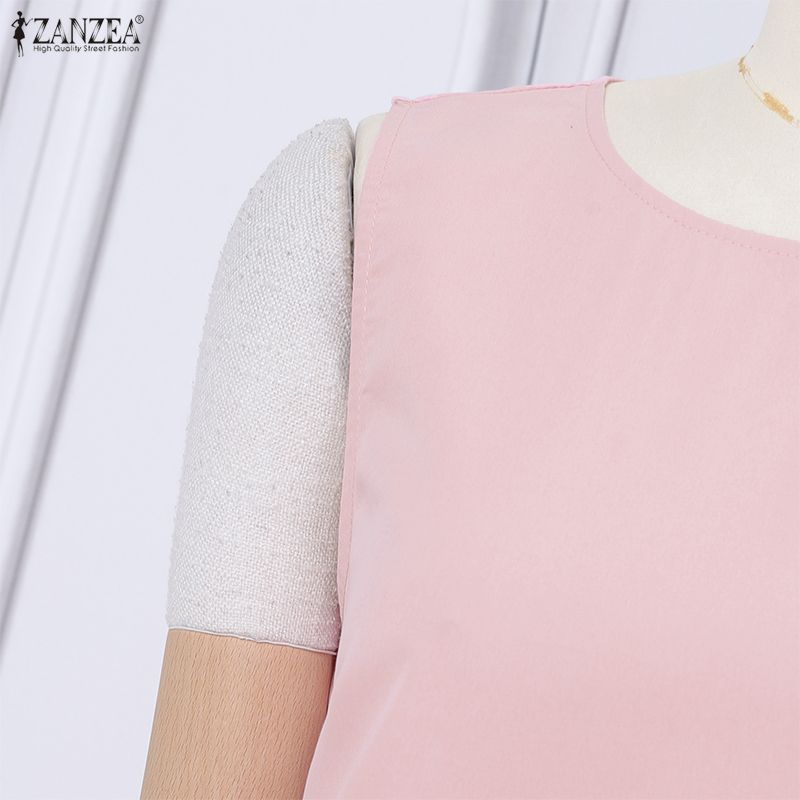 ZANZEA Women Daily Casual Round Neck Summer Sleeveless Long Dress