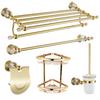 Luxury Crystal Bathroom Accessories Set Gold Polished Bath Hardware Set Wall Mounted Bathroom Products Basket Rack