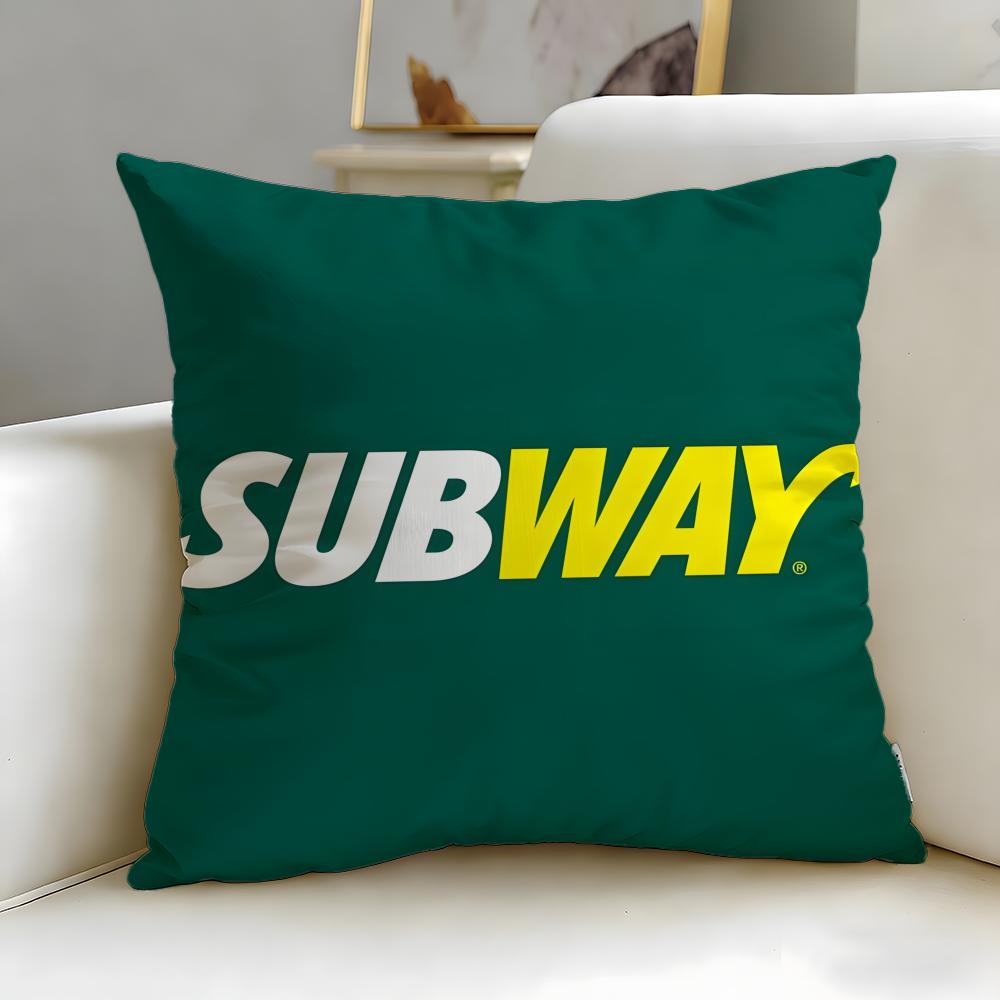 Classic Restaurant Brand Subway Cushion Cover Soft EasyWash Pillow Case Versatile for Couch Bed Travel and Office