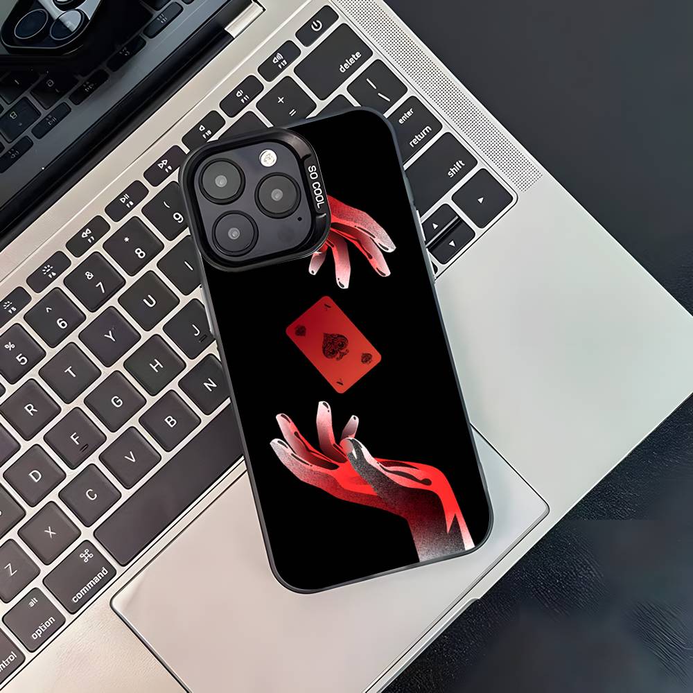 Ace of Spades Poker Phone Case For iPhone 17,16,15,14,13,12,11,Pro,XS,Max,Plus,Mini,SE4,E Black Matte Shockproof Cover