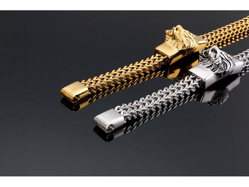 New Men's Retro Lion Head Stainless Steel Bracelet