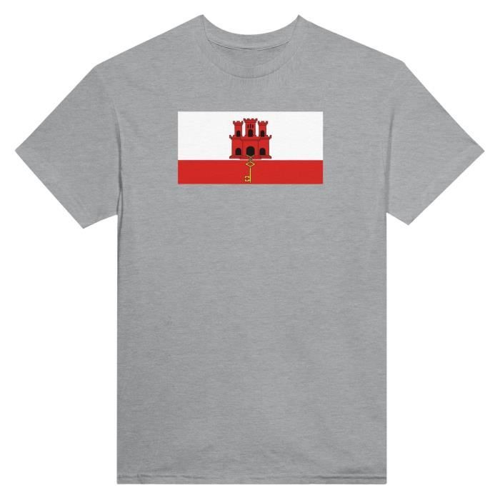 T-Shirt - PIXELFORMA - Flagge von Gibraltar - Grau - 100% Baumwolle - Kurze Ärmel