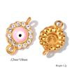 4Pcs Enamel Round Evil Eye Charms Connector Turkish Evil Eye Rhinestone Pendant For Bracelet Necklace DIY Jewelry Making