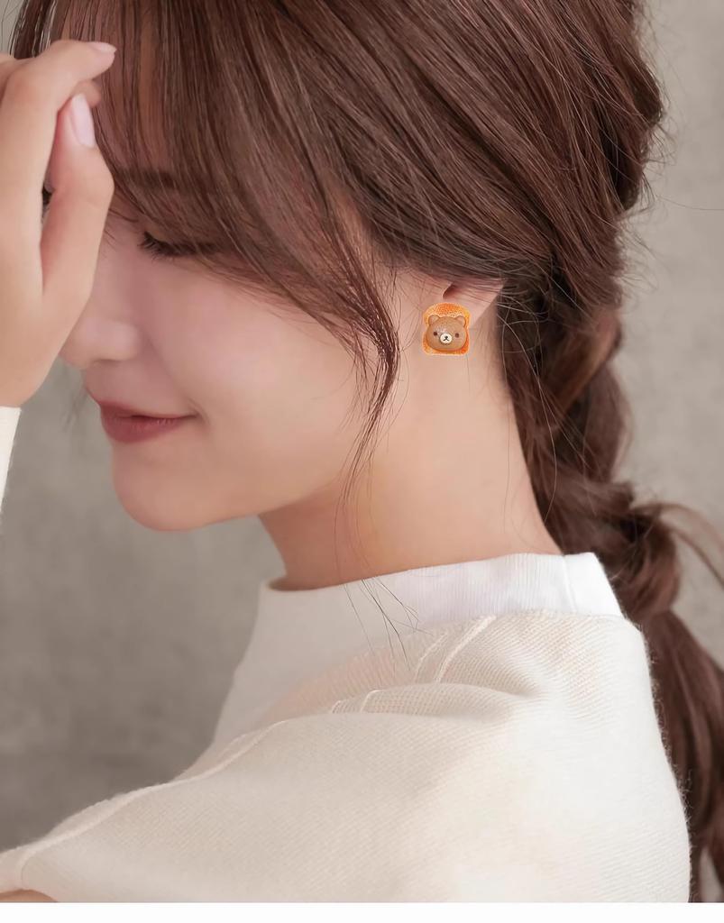 Food replica cherry blossom fun candy accessories earrings, design, earrings, design, non-pierced earrings, women's (Kuma Pan)