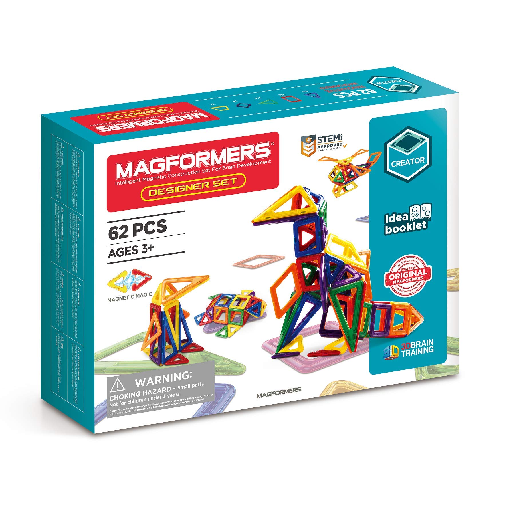 

Magformers 62-Piece Designer Set, Magnetic Building Blocks, Educational Toy for Fostering Creativity [Used]
