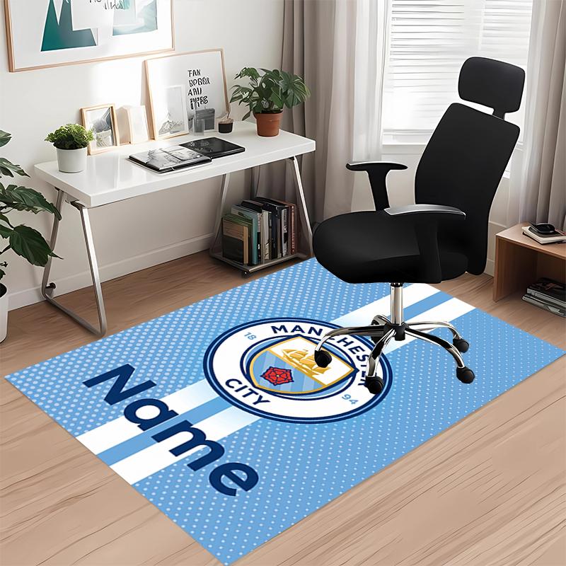 Custom Name Manchester City Printed Carpet Rug For Office Chair Living Room Bedroom Kitchen Room Decor Gifts