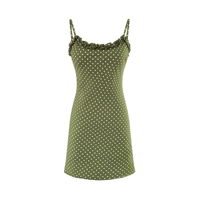 

Yuanye Platycodon Grandiflorum French style Retro Mori look Oxygen Lace Design Polka Dot Sexy Slim fit Temperament Sling Dress Moonfield Platycodon grandiflorum L