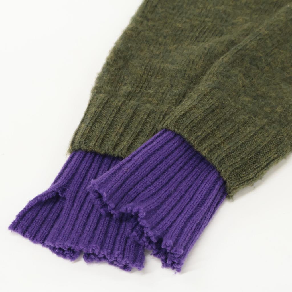 TAO COMME des GARCONS [xINVERALLAN] Green Fair Isle Wool Ribbed Knit Sweater tops M Green x purpleUsed