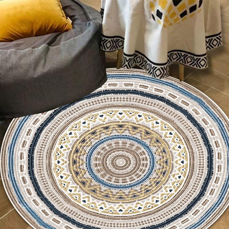 Bohemian Round Carpets Washable Non-Slip Indoor Floor Mat Living Room Decoration Sofa Bedroom Lounge Chair Mats Home Decor Rugs