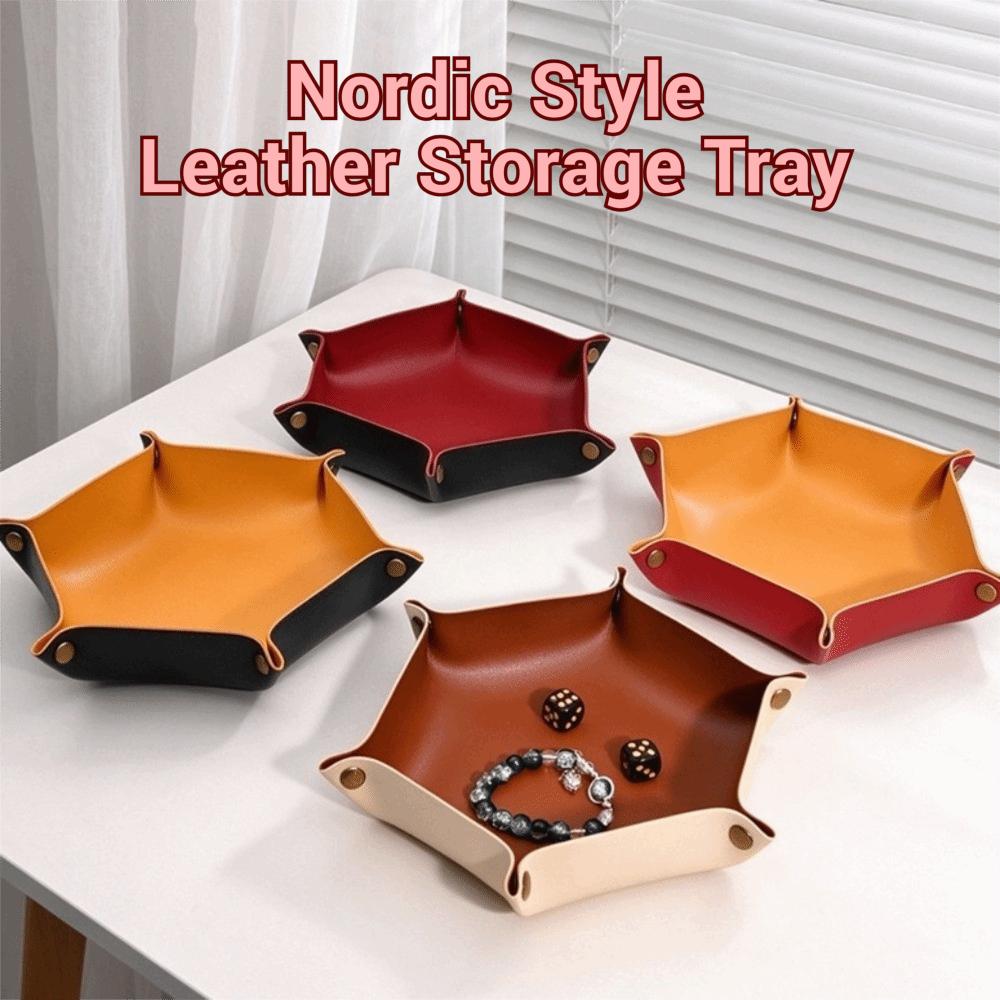 Vintage Desktop Organizer Nordic Style Folding Organizer Creative Leather Storage Tray Entrance