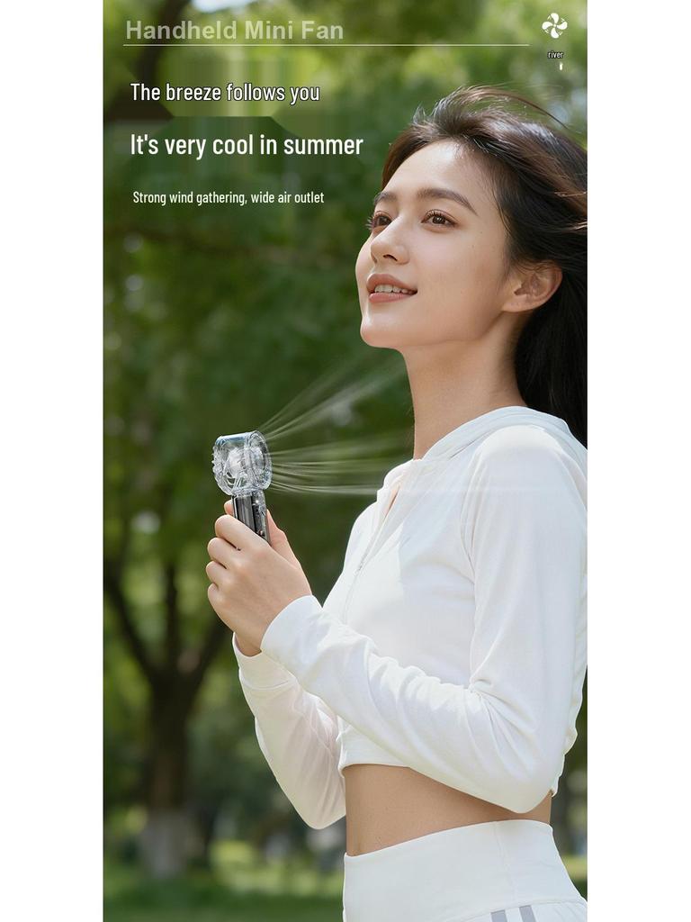 New Compact Mecha Style Transparent Handheld Fan - Portable Pocket Fan with High Wind Power for Commuting