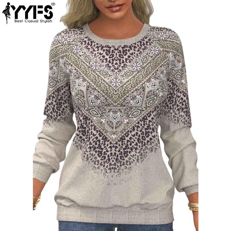 YYFS Damenmode, lässig, Frühling, Herbst, langärmelig, O-Ausschnitt, Pullover und lange Ärmel