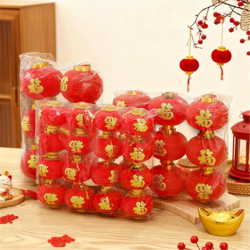 Waterproof Plastic Chinese Lanterns Hanging Ornament For Tree Window Door Wedding Chinese Spring Festival Decoration