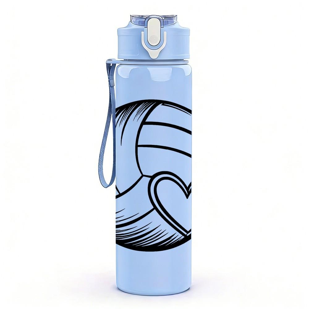 1PC Volleyball Heart Sport Print 750ml Color Plastic Sports Water Bottle Leakproof Flip Straw Lid Suitable for Sports Office Home Use
