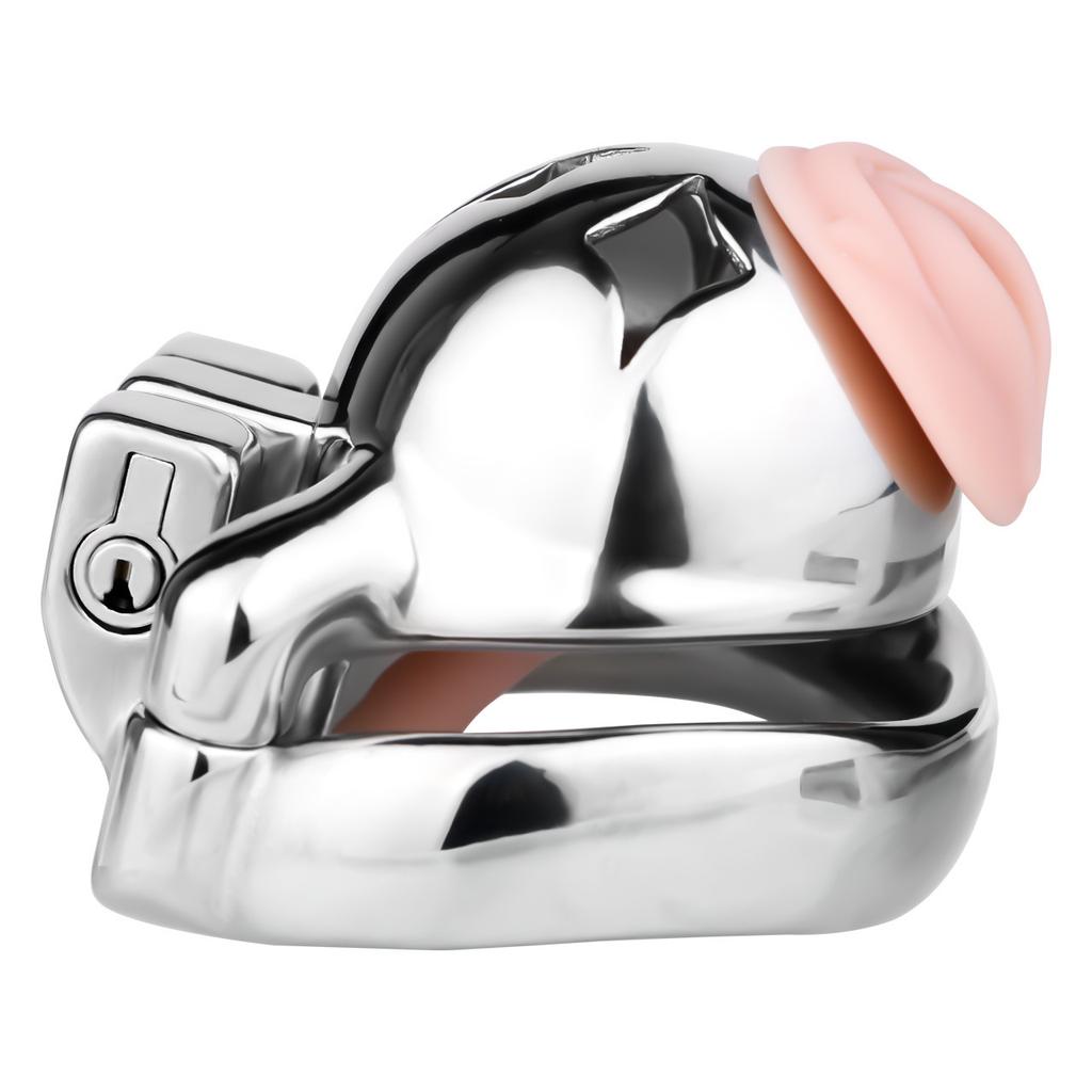 Men Short CB Lock Penis Cage Cock Lock with Belt Stainless Steel Chastity Lock Sex Toy Femdom BDSM